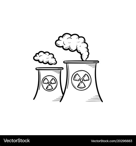 Nuclear power plant hand drawn sketch icon Vector Image