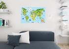 Cartoon World Map Children Animals Monuments Educational Mural Giant Poster 54x3 | eBay