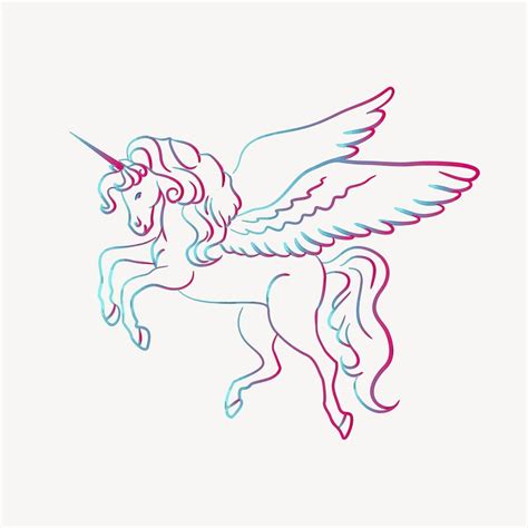 Winged unicorn sticker, fantasy creature | Free PSD - rawpixel