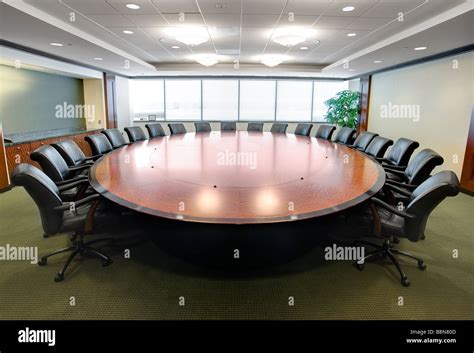 Round Boardroom Conference Room Table Stock Photo - Alamy