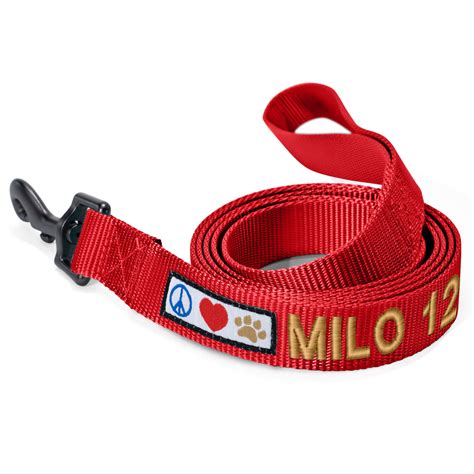 Pawtitas Solid Red Color Personalized Dog Leash, 6 ft., X-Small | Petco