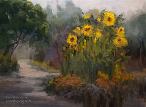 Sunflower Garden – Descanso Gardens Landscape Oil Painting | Karen Winters Blog - California ...