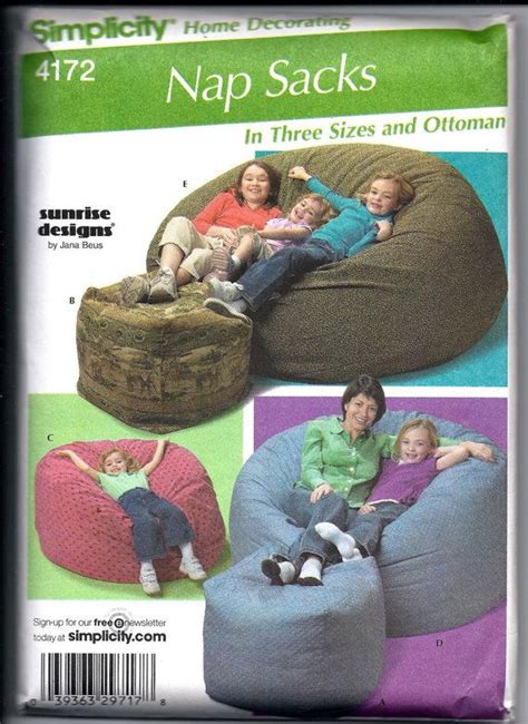 Simplicity 4172 Nap Sacks, Beanbags, Poufs or Ottomans, UNCUT | Napsack, Sack, Nap