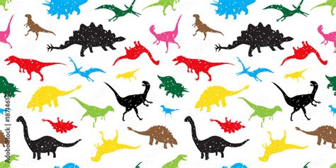 Seamless Pattern dino dinosaur vector isolated wallpaper background colorful Stock Vector ...