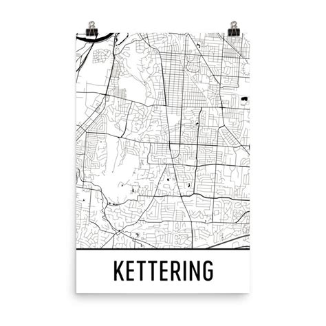 Kettering Map Kettering Art Kettering Print Kettering OH - Etsy