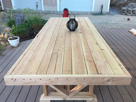 Table prior to finish work | Outdoor dining table diy, Outdoor dining table, Wooden outdoor table