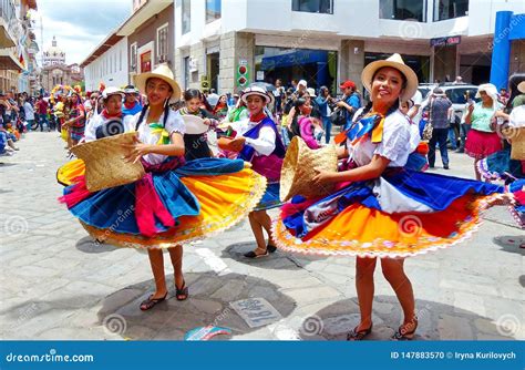 Folk Ecuadorian Dancers At The Parade, Ecuador Editorial Image | CartoonDealer.com #144313232