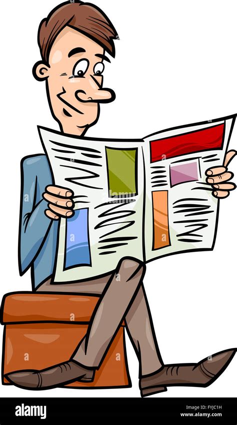 man with newspaper cartoon illustration Stock Photo - Alamy