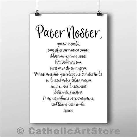 Pater Noster, Ave Maria, and Gloria Patri - Latin Prayers - Printable ...