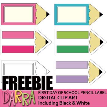 First Day Of School Free Clip Art - Pencil Label Clipart by DarraKadisha