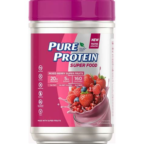 Pure Protein Super Food Protein Powder, Mixed Berry Super Fruits, 20g ...