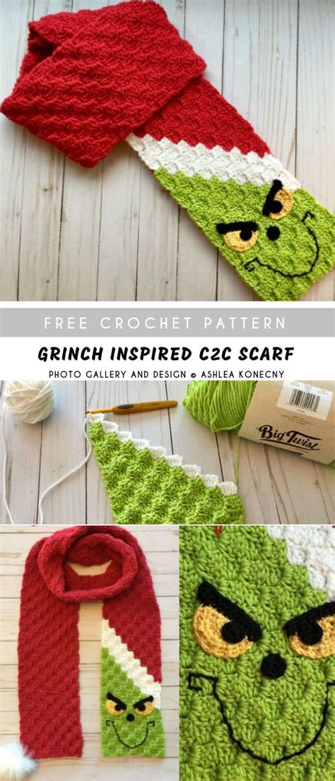 Grinch Inspired C2C Crochet Scarf Free | Crochet kids scarf, Crochet scarf pattern free, C2c crochet