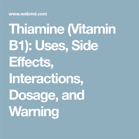 Thiamine (Vitamin B1): Uses, Side Effects, Interactions, Dosage, and ...