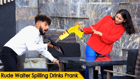 Waiter Spilling Drinks On Strangers Prank @CrazyPrankTV - YouTube