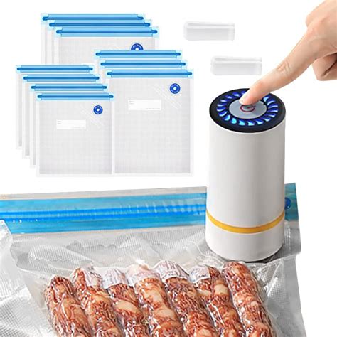 Food Sealer Vacuum Sealer,Kiwinvou USB Rechargeable Vacuum Sealer Set with 10 Reusable Vacuum ...