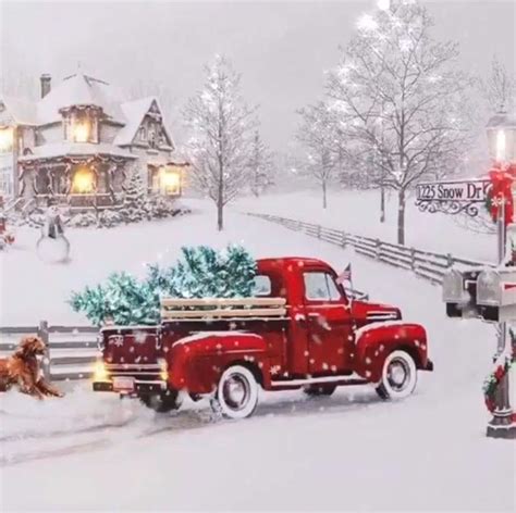 White Christmas ☃️🎄☃️ | Christmas red truck, Christmas wallpaper, Country christmas