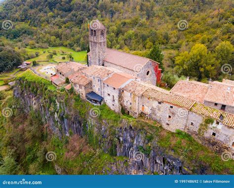 Aerial View of Castellfollit De La Roca, Catalonia, Spain Stock Photo - Image of buildings ...