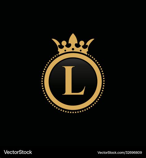 Letter l royal crown luxury logo design Royalty Free Vector