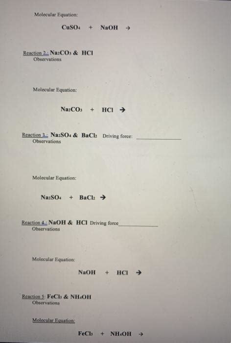 Solved Molecular Equation: CuSO4 + NaOH → Reaction 2. Narcos | Chegg.com