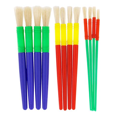 US Art Supply 12 Piece Round Children's Tempera Paint Brushes in 3 Sizes - Walmart.com - Walmart.com