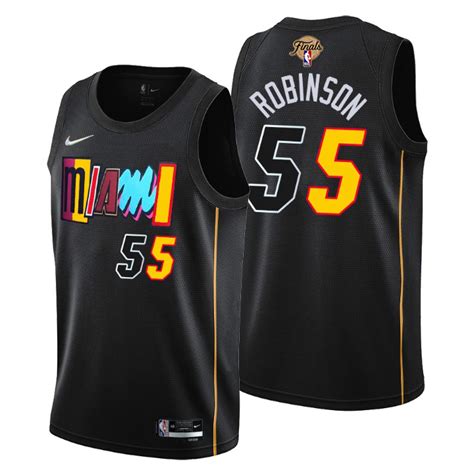 cheap Miami Heat #55 Duncan Robinson Men's Black 2023 NBA Finals Patch ...