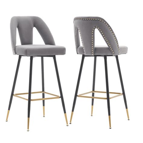 Modern Velvet Fabric Upholstered Bar Stools, Barstools with Backs and ...