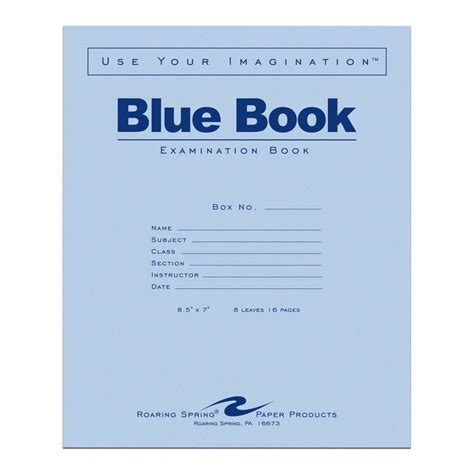 BLUE BOOK 8.5"x7" WM 8 SHT/16 PAGE | Exam Books and Papers | Roaring Spring Paper Products