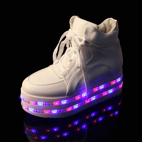 2016 Platform light up shoes for adults Double LED High Quality Shoes Glowing Women High Heel ...