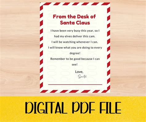 Santa Cam Letter, Printable Letter From Santa, Santa Letter Pdf - Etsy | Santa letter printable ...