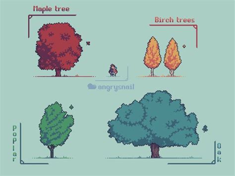 Trees | Pixel art landscape, Pixel art tutorial, Pixel art games