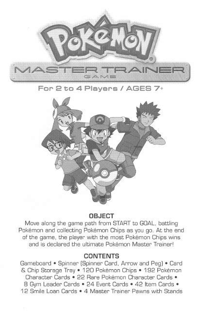 Pokemon Master Trainer 2005 Instructions - Hasbro