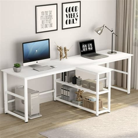 Tribesigns 94.5 inch Computer Desk, Extra Long Two Person Desk with Storage Shelves, Double ...