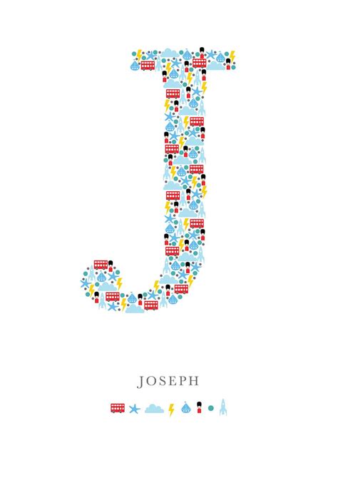 Personalized Monogram J Baby Boys Initial Adorable Wall Art for the ...