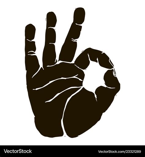 Black silhouette okay hand gesture icon graphic Vector Image