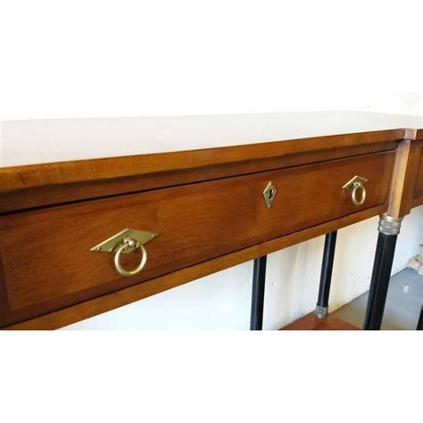 Burl Wood & Brass Deco Console | Chairish