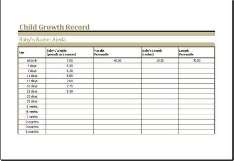 Editable Printable Child Growth Chart Template | Download