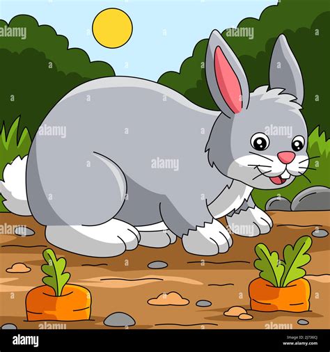 Illustration d'une ferme de dessin animé couleur lapin Image ...