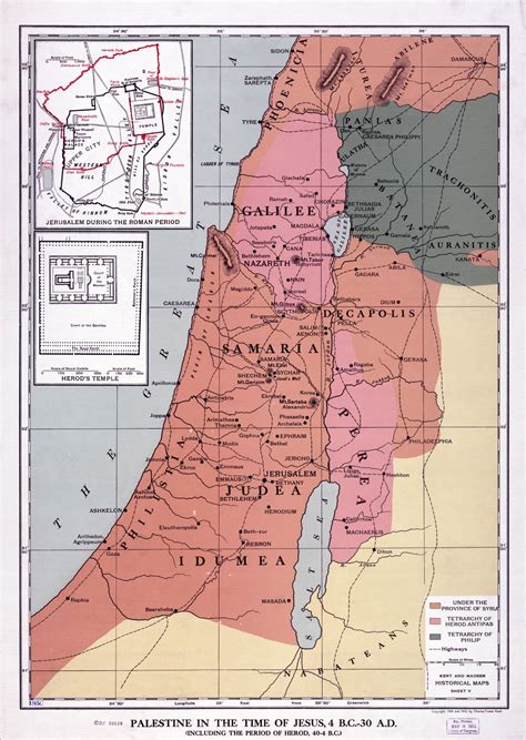 A gran escala detallado antiguo mapa de Palestina en la época de Jesús ...