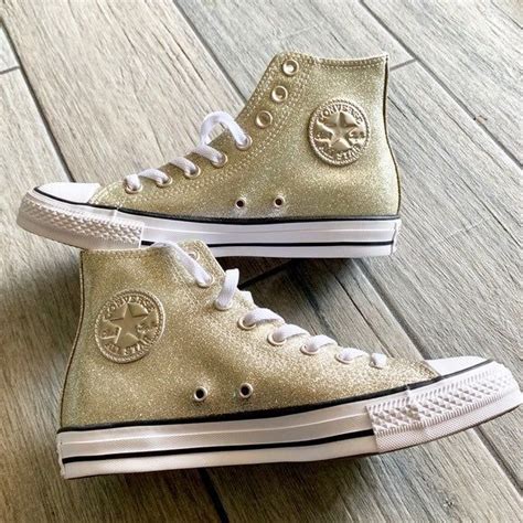 Converse gold glitter high top sneaker on Mercari | Converse gold ...