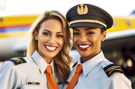 Premium AI Image | Two women in blue uniforms with the words air force ...