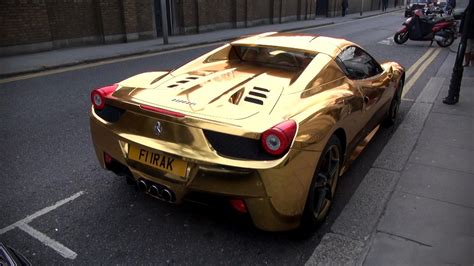 Gold Ferrari 458 Spider in a parking Wallpaper Download 3840x2160