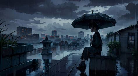 2560x1440 Resolution HD Sad Anime Girl in Dark Rain 1440P Resolution Wallpaper - Wallpapers Den