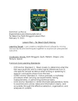 Tar Beach by Faith Ringgold Lesson Plan for Autistic Population | TpT