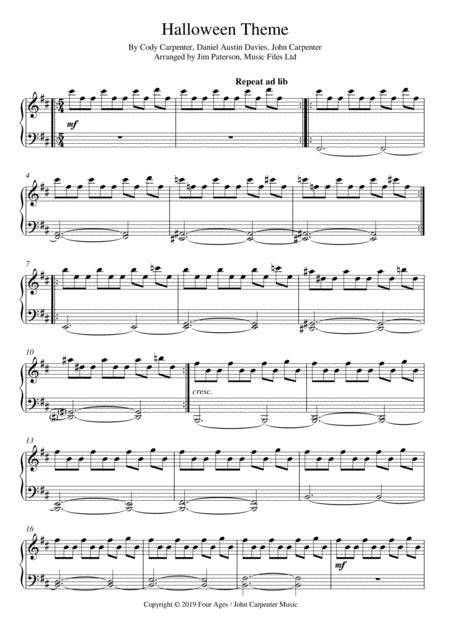 Halloween Theme For Piano Free Music Sheet - musicsheets.org