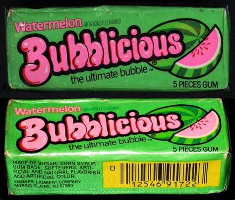 Bubblicious - Watermelon - bubble gum pack - mid-1980's | Bubblicious, Childhood memories, Childhood