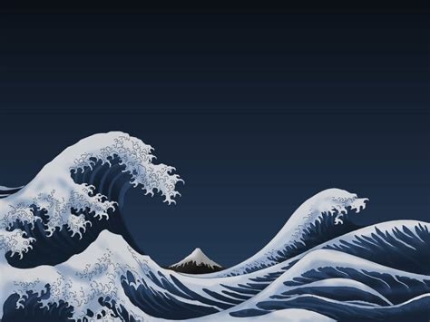 Download Japanese Waves Graphic Art Wallpaper | Wallpapers.com