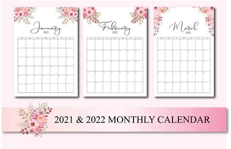 2022 Calendar, Floral Calendar(+ Bonus) Graphic by Jooly Designs ...