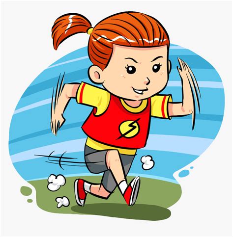 Running Cartoon Clip Art Girl Transprent Png - Girl Running Fast Clipart, Transparent Png - kindpng
