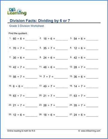 Grade 3 Division Worksheets - free & printable | K5 Learning