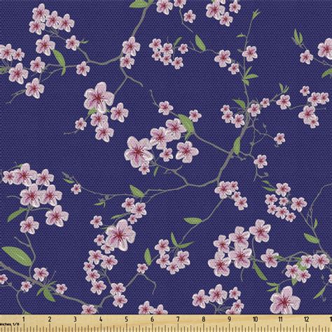 Japanese Upholstery Fabric by the Yard Blooming Sakura Cherry Branches ...